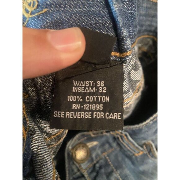 Affliction Denim Jeans Mens 36x30 Blue Distressed SP - Picture 8 of 10